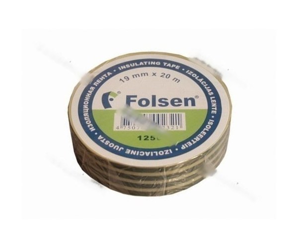 Изолента Folsen 19ммX20м 120мкм желто-зеленая
