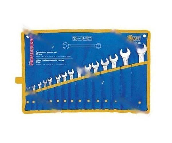 Ключи комбинированные 15 предметов 6-24 сумка KRAFT 700555