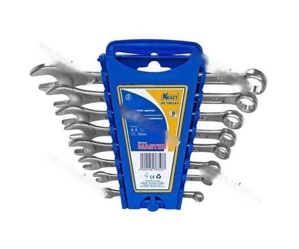 Ключи комбинированные  8 предметов 9-19 KRAFT Master 700761
