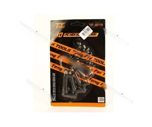 Ключи шестигранные 10 предметов 1,5-10мм.