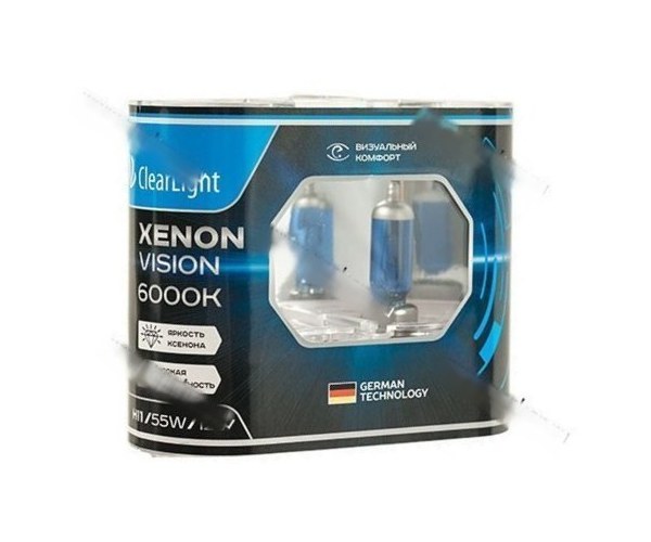 Лампа галоген 12V H11 55W PGJ19-2 ClearLight XenonVision MLH11XV 6000К