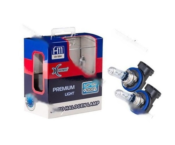 Лампа галоген 12V H11 55W PGJ19-2 Xenite Premium +100% яркости 2шт