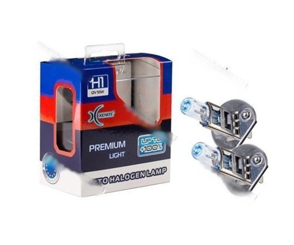 Лампа галоген 12V H1 55W P14.5s Xenite Premium +100% яркости 2шт