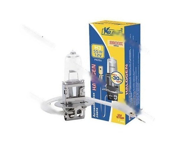 Лампа галоген 12V H3 55W Pk22s KRAFT +30% яркости 700070