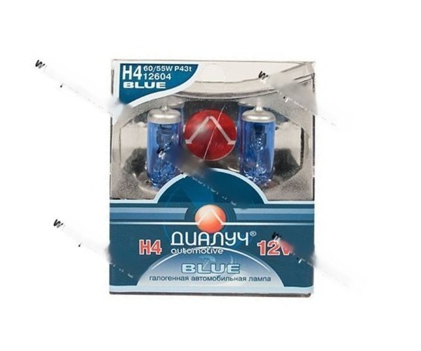Лампа галоген 12V H4 60/55W P43t ДиаЛуч Blue 2шт
