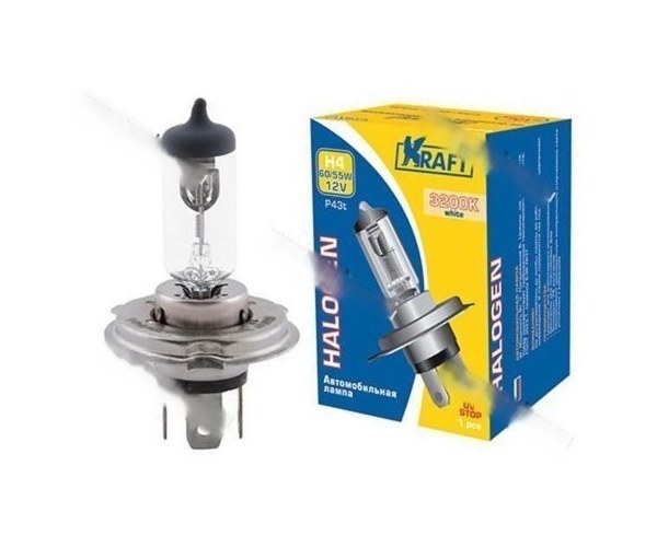 Лампа галоген 12V H4 60/55W P43t KRAFT 700010