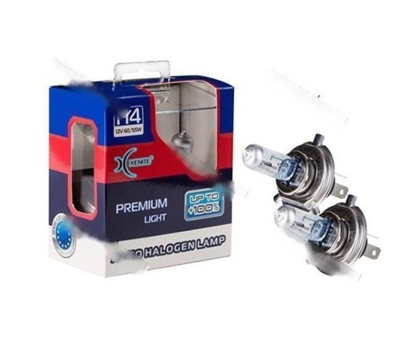 Лампа галоген 12V H4 60/55W P43t Xenite Premium +100% яркости 2шт