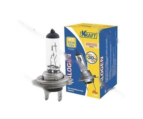 Лампа галоген 12V H7 55W PX26d KRAFT +30% яркости 700081