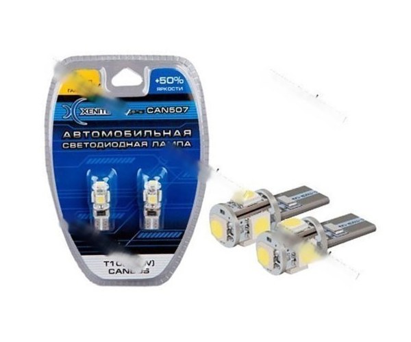 Лампа светодиод 12V5W W2.1х9.5d Xenite Can507 100LM белая 2шт