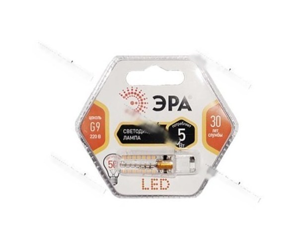 Лампа светодиодная ЭРА LED smd JCD-5w-827-G9 мягкий желтый свет