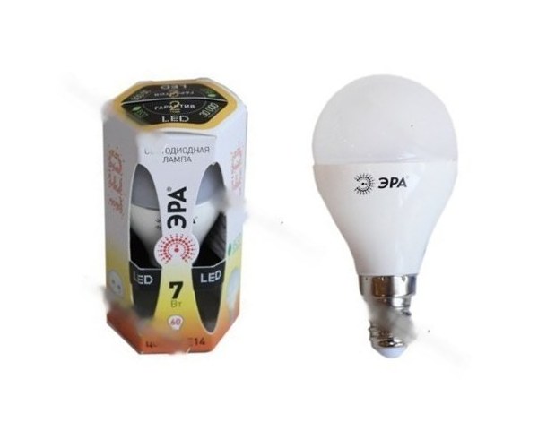 Лампа светодиодная ЭРА LED smd P45-7w-827-E14 мягкий желтый свет