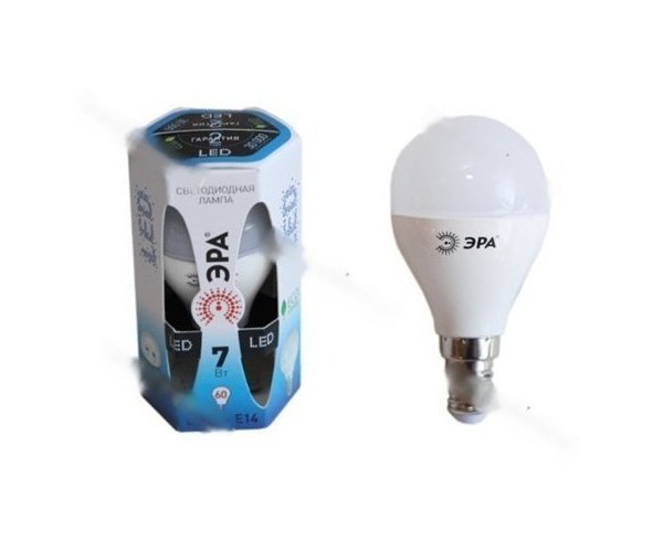 Лампа светодиодная ЭРА LED smd P45-7w-842/840-E14 нейтр. свет