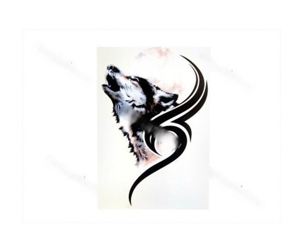Наклейка Волк-tatoo 12х17,5см