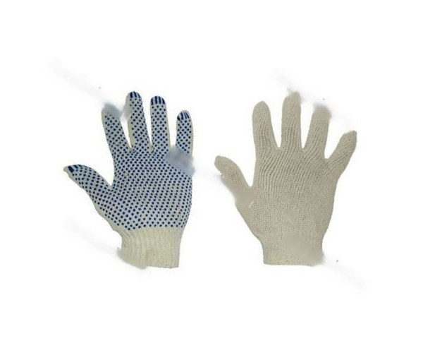 Перчатки х/б с ПВХ точка белые 10 класс