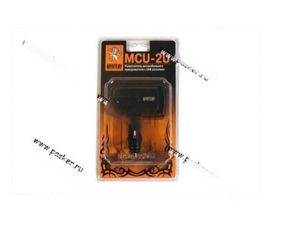 Разветвитель прикуривателя на 2 гнезда + 1 USB MYSTERY MCU-2U