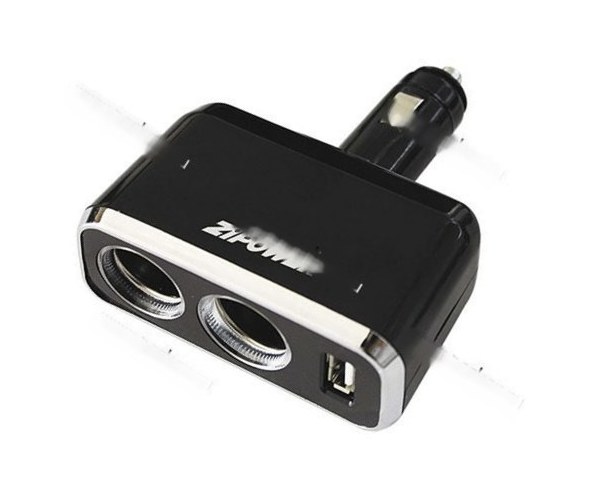 Разветвитель прикуривателя на 2 гнезда + 1 USB 1А ZIPOWER PM6645
