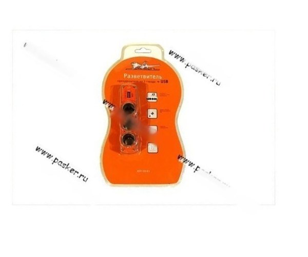 Разветвитель прикуривателя на 3 гнезда + 1 USB AIRLINE ASP-3U-03