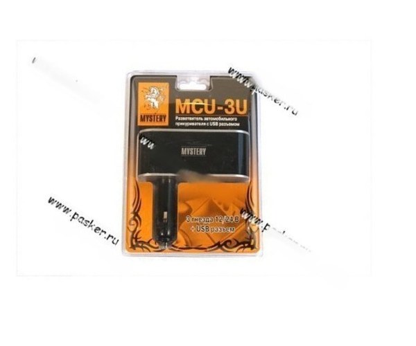 Разветвитель прикуривателя на 3 гнезда + 1 USB MYSTERY MCU-3U