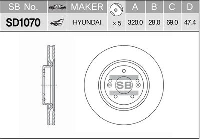 Диск тормозной HYUNDAI i40 передний D 320мм.