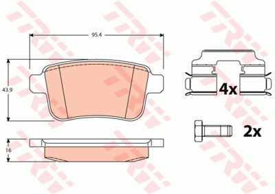 Колодки тормозные RENAULT KANGOO 08- задние