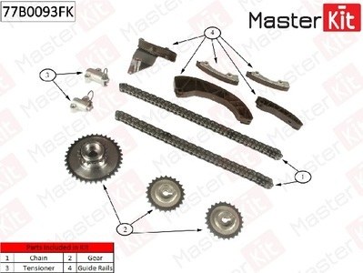 Комплект цепи ГРМ HYUNDAI GETZ/RIO/I30 CRDI 05- со звездочками