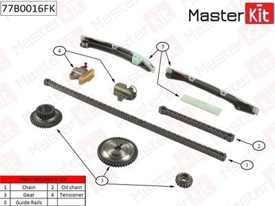 Комплект цепи ГРМ NISSAN QASHQAI 2.0 MR20DE 07- co звездочками
