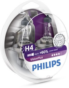 Лампа H4 12V 60/55W P43t-38 VisionPlus (компл.2шт.)
