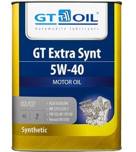Масло моторное 5W40 GT OIL 4л синтетика GT Extra Synt