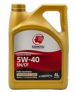 Масло моторное 5W40 IDEMITSU 4л синтетика  Fully-Synthetic SN/CF (Сингапур)