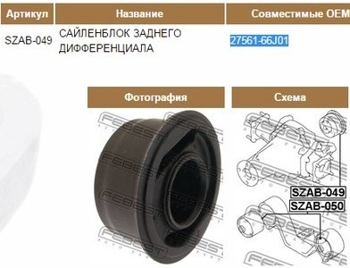 Сайлентблок дифференциала SUZUKI GRAND VITARA 05-