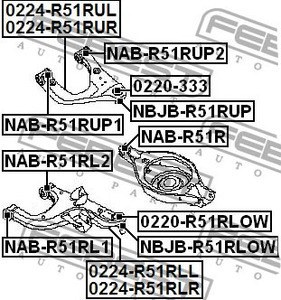 Сайлентблок рычага NISSAN PATHFINDER 05- зад.подв. верх.пер.
