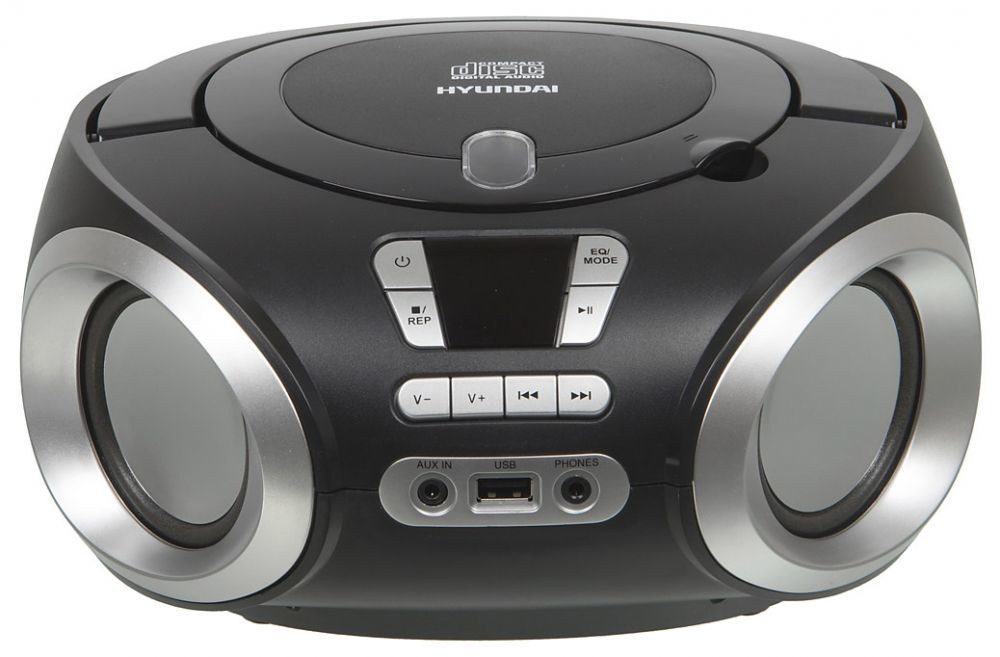 Аудиомагнитола Mp3 HYUNDAI H-PCD100 черный/серебристый