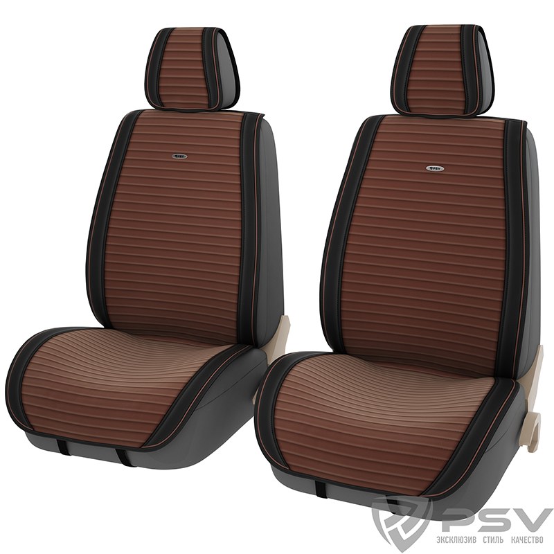 Накидки на сиденье автомобиля PSV Bliss 2 шт, коричневый, велюр + экокожа