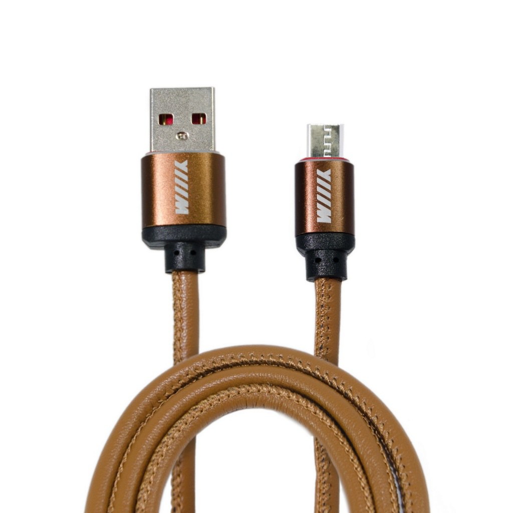 Кабель USB-микро коричневый эко-кожа 1м WIIIX