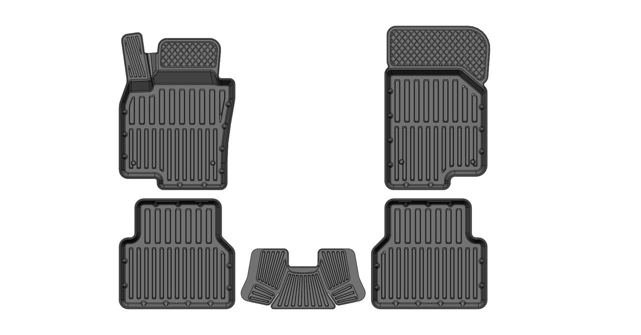 Коврики резиновые в салон 3D PREMIUM Volkswagen Tiguan II / Фольксваген Тигуан 2 SRTK (2016-)