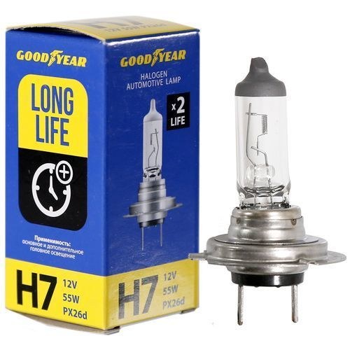 Лампа автомобильная галогенная Goodyear H7 12V 55W PX26d Long Life