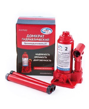 AUTOVIRAZH AV-072402 Домкрат гидравлический 2 т бутылочный в кейсе (красный)