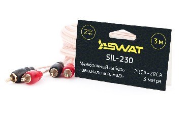 SWAT SIL-230 межблочный кабель 2RCA-2RCA, 3.0 метра, коаксиал, прозрачный, медь