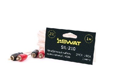 SWAT SIL-210 межблочный кабель 2RCA-2RCA, 1.0 метр, коаксиал, прозрачный, медь