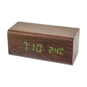Часы будильник PERFEO (PF_A4198) BLOCK LED - PF-S718T, коричневый/зеленый