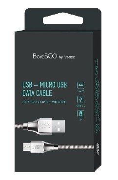 Дата-кабель BORASCO Дата-кабель USB - microUSB 3А 1М в металлической оплетке (35102)