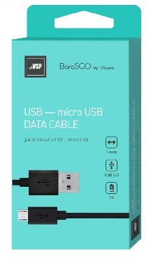 BORASCO Дата-кабель USB - microUSB 2А 1М черный (20542)