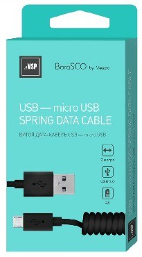 BORASCO Дата-кабель USB - microUSB 2А 2М витой черный (20549)