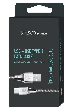 Дата-кабель BORASCO Дата-кабель USB - TYPE-C 3А QC3.0 1М в металлической оплетке (35103)