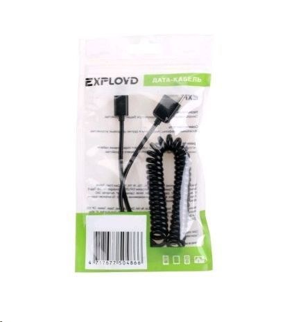EXPLOYD EX-K-223 Дата-кабель USB - 8 Pin 1.5М пружина чёрный