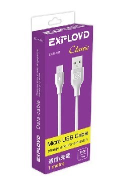 EXPLOYD EX-K-481 Дата-кабель USB - microUSB 1М Classic круглый белый