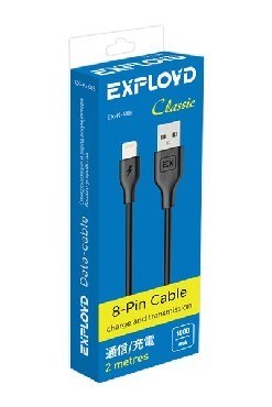 EXPLOYD EX-K-488 Дата-кабель USB - 8 Pin 2М Classic круглый чёрный