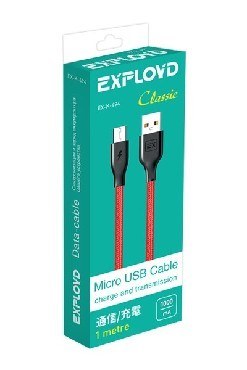 EXPLOYD EX-K-494 Дата-кабель USB - microUSB 1М 1А круглый красный