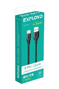 EXPLOYD EX-K-495 Дата-кабель USB - 8 Pin 1М Classic круглый чёрный
