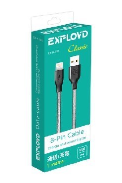 EXPLOYD EX-K-496 Дата-кабель USB - 8 Pin 1М Classic круглый серый